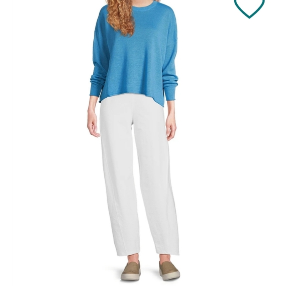 Eileen Fisher white washable stretch crepe lantern ankle pants size PP - Picture 2 of 12